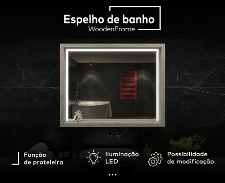 Espelho Led Com Moldura WoodenFrame #3