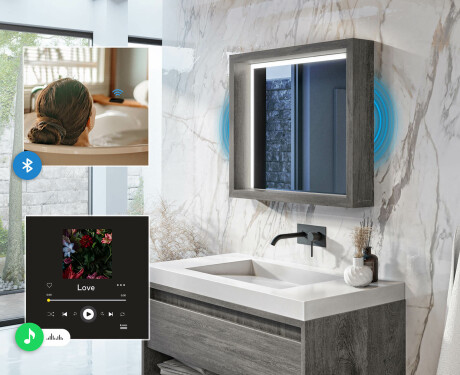 Espelho Led Com Moldura WoodenFrame #6