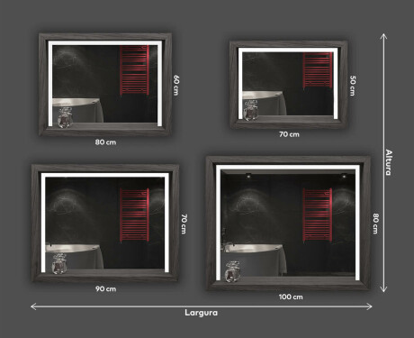 Espelho Led Com Moldura WoodenFrame #9