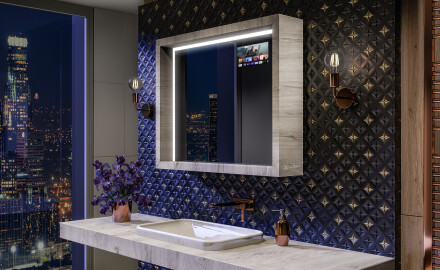 Espelho de casa de banho LED com moldura WoodenFrame na cor Carvalho Oslo