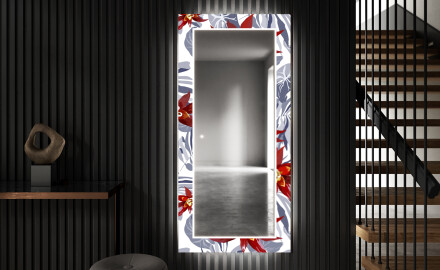 Rectangulares Espelho Decorativo Com Iluminação Para O Corredor - Sea Flowers