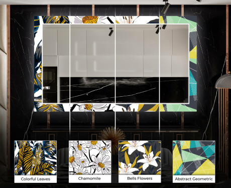 Rectangulares Espelho Decorativo Com Iluminação Para O Corredor - Gold Jungle #6