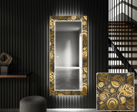 Rectangulares Espelho Decorativo Com Iluminação Para O Corredor - Ancient Pattern