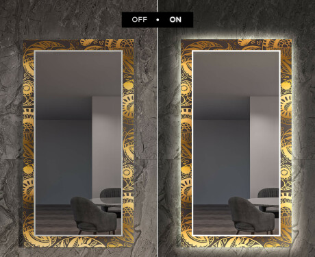 Rectangulares Espelho Decorativo Com Iluminação Para O Corredor - Ancient Pattern #7
