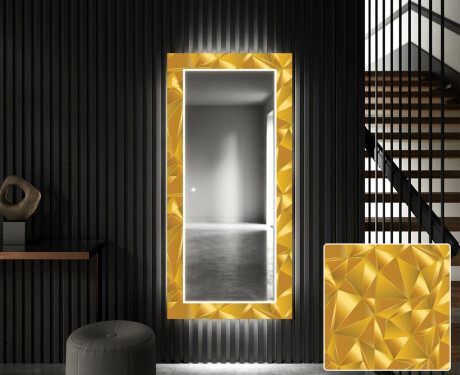 Rectangulares Espelho Decorativo Com Iluminação Para O Corredor - Gold Triangles #1