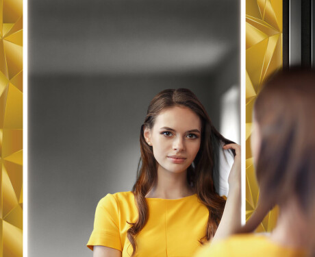 Rectangulares Espelho Decorativo Com Iluminação Para O Corredor - Gold Triangles #12