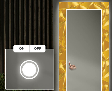 Rectangulares Espelho Decorativo Com Iluminação Para O Corredor - Gold Triangles #4