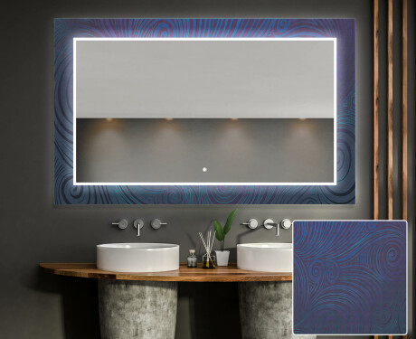 Espelho Decorativo Com Iluminação Para O Quarto De Banho - Blue Drawing