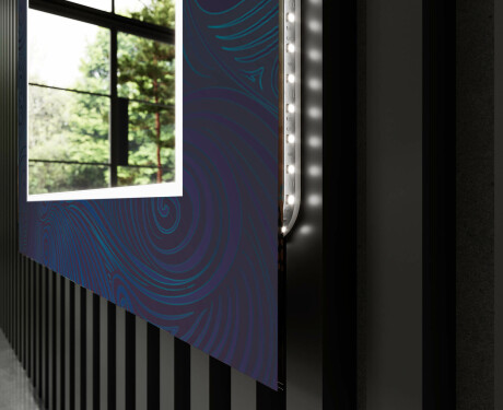 Espelho Decorativo Com Iluminação Para O Quarto De Banho - Blue Drawing #11