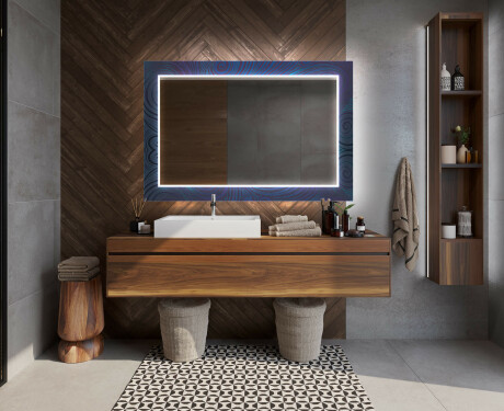 Espelho Decorativo Com Iluminação Para O Quarto De Banho - Blue Drawing #12