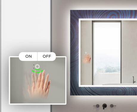 Espelho Decorativo Com Iluminação Para O Quarto De Banho - Blue Drawing #5