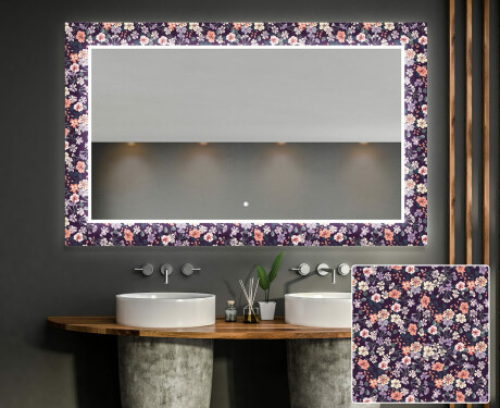 Espelho Decorativo Com Iluminação Para O Quarto De Banho - Elegant Flowers