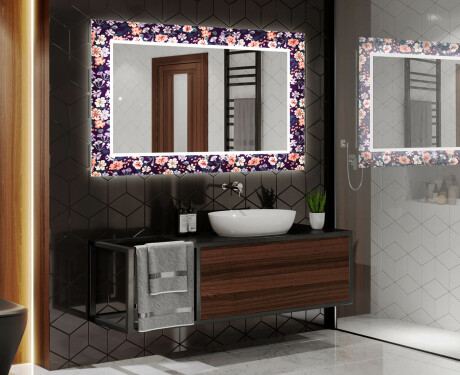 Espelho Decorativo Com Iluminação Para O Quarto De Banho - Elegant Flowers #2