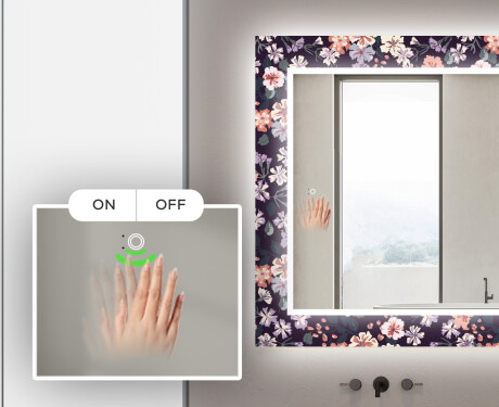 Espelho Decorativo Com Iluminação Para O Quarto De Banho - Elegant Flowers #5