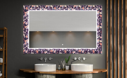 Espelho Decorativo Com Iluminação Para O Quarto De Banho - Elegant Flowers