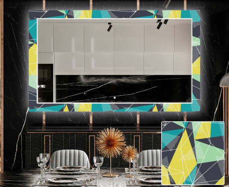 Rectangulares Espelho Decorativo Com Iluminação Para O Comedor - Abstract Geometric #1