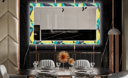 Rectangulares Espelho Decorativo Com Iluminação Para O Comedor - Abstract Geometric