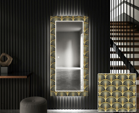 Rectangulares Espelho Decorativo Com Iluminação Para O Corredor - Art Deco