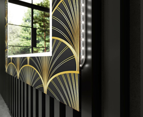 Rectangulares Espelho Decorativo Com Iluminação Para O Corredor - Art Deco #11