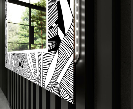 Rectangulares Espelho Decorativo Com Iluminação Para A Sala - Black and white jungle #11