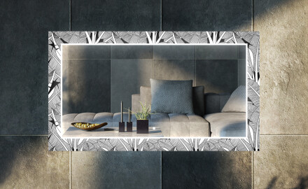 Rectangulares Espelho Decorativo Com Iluminação Para A Sala - Black and white jungle