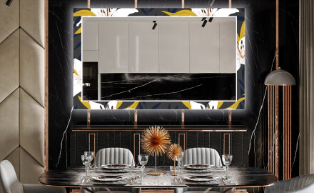 Rectangulares Espelho Decorativo Com Iluminação Para O Comedor - Bells Flowers
