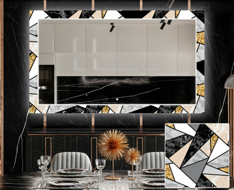 Rectangulares Espelho Decorativo Com Iluminação Para O Comedor - Marble Pattern