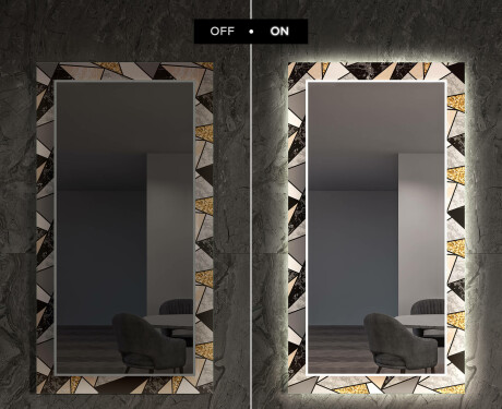 Rectangulares Espelho Decorativo Com Iluminação Para O Comedor - Marble Pattern #7