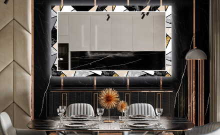 Rectangulares Espelho Decorativo Com Iluminação Para O Comedor - Marble Pattern