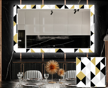 Rectangulares Espelho Decorativo Com Iluminação Para O Comedor - Geometric Patterns #1