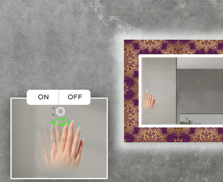 Rectangulares Espelho Decorativo Com Iluminação Para A Sala - Gold Mandala #5