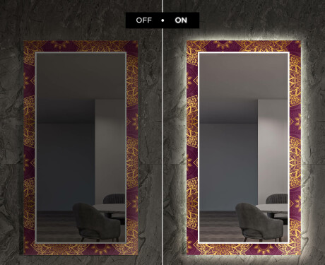 Rectangulares Espelho Decorativo Com Iluminação Para A Sala - Gold Mandala #7