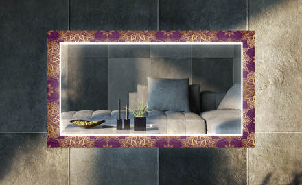 Rectangulares Espelho Decorativo Com Iluminação Para A Sala - Gold Mandala