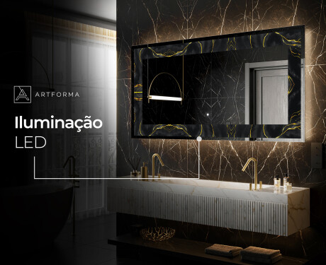 Espelho Decorativo Com Iluminação LED - Golden Veins #6