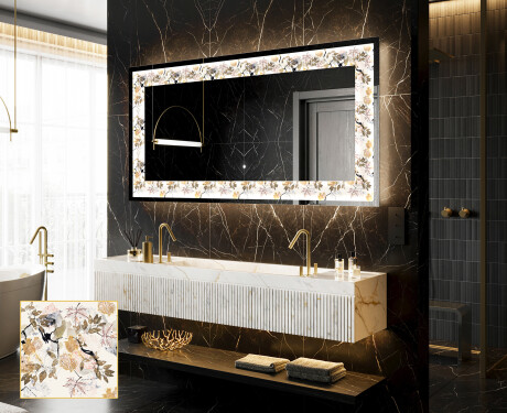 Espelho Decorativo Com Iluminação LED - Floral Reflections
