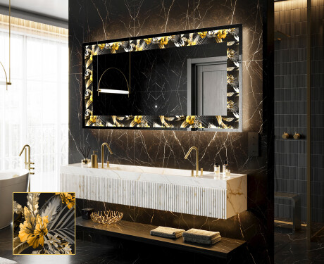 Espelho Decorativo Com Iluminação LED - Floral Symmetries