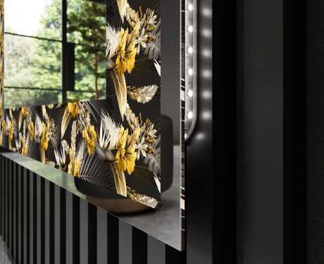 Espelho Decorativo Com Iluminação LED - Floral Symmetries #3