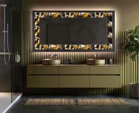 Espelho Decorativo Com Iluminação LED - Floral Symmetries #5