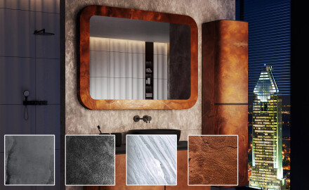 Espelho arredondado com moldura de pedra L293