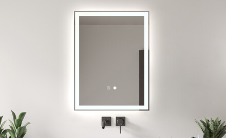 Iluminação rectangular LED Mirror L01, 60x80 cm, Interruptor Táctil, Dualcolor, Mat