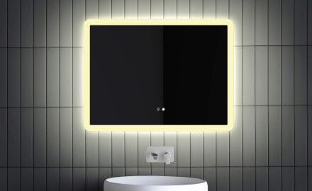 Iluminação rectangular LED Mirror L59, 80x60 cm, Interruptor Táctil, Dualcolor, Alcatifa Aquecida