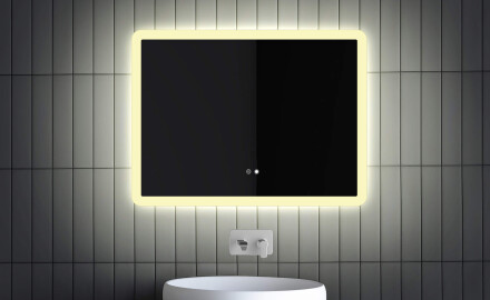 Iluminação rectangular LED Mirror L59, 80x60 cm, Interruptor Táctil, Dualcolor, Alcatifa Aquecida
