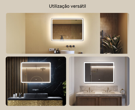 Espelho Para Casa De Banho 100x70cm Com Iluminação LED com Dual color, Interruptor tátil, Desembaciador, Altifalante Bluetooth - L141 #2