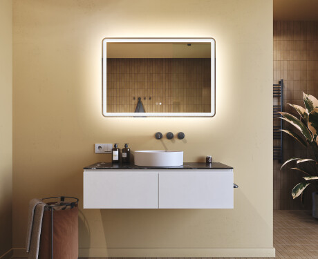 Espelho Para Casa De Banho 100x70cm Com Iluminação LED com Dual color, Interruptor tátil, Desembaciador, Altifalante Bluetooth - L141 #9