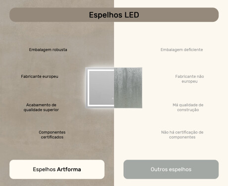 Espelho com iluminação LED para casa de banho 70x50cm com Dual color, Interruptor tátil, Desembaciador - L49 #7