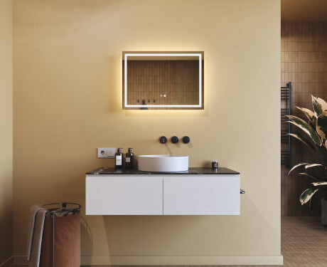Espelho com iluminação LED para casa de banho 70x50cm com Dual color, Interruptor tátil, Desembaciador - L49 #9