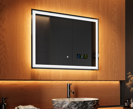 Espelho com iluminação LED para casa de banho 80x60cm com Dual color, Interruptor tátil, Estação - L01