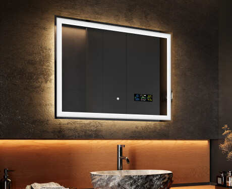 Espelho com iluminação LED para casa de banho 80x60cm com Dual color, Interruptor tátil, Estação - L01 #2