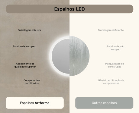 Espelho redondo de banheiro iluminado por LED 60 cm com Dual color, Interruptor tátil #6