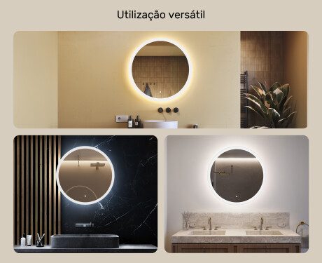 Espelho redondo de banheiro com iluminação LED 80 cm com Dual color, Interruptor tátil #2